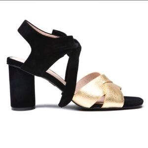 LuLaRoe Sz 8 HAVANA Block HEEL - BLACK & GOLD